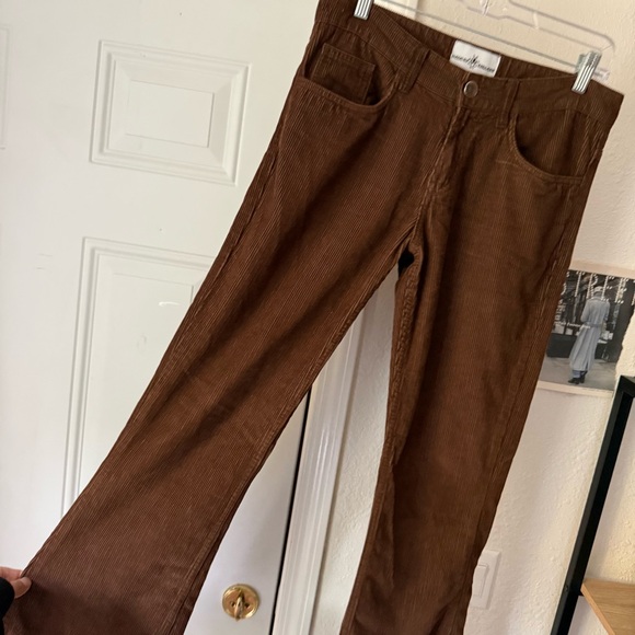 MADCAP ENGLAND brown cotton corduroy bootcut leg cropped pants - Picture 3 of 6